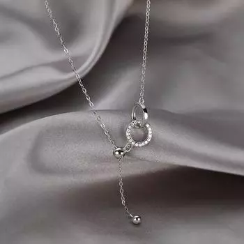 925 пробы серебро двойной круг кисточка регулируемый кулон ожерелье женская тонкая цепочка изящные ювелирные изделия серебряный