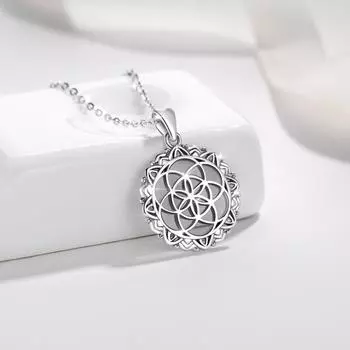 925 пробы серебро геометрическое семя жизни кулон ожерелье ирландский кельтский узел ожерелье ювелирные изделия для женщин CYD396