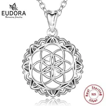 925 пробы серебро геометрическое семя жизни кулон ожерелье ирландский кельтский узел ожерелье ювелирные изделия для женщин CYD396