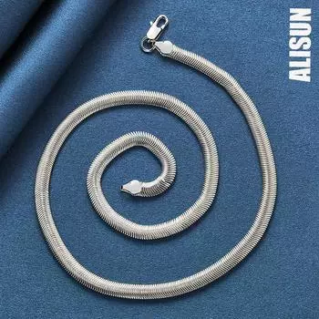 925 пробы серебро инкрустированное 6 мм змейкой цепочка модные свадебные украшения 40CM