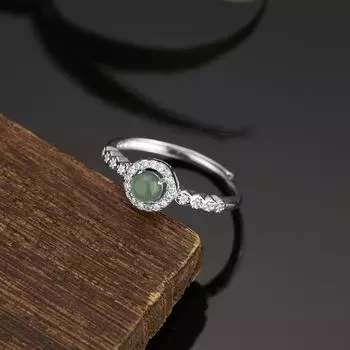 925 пробы серебро инкрустированное натуральный опасный материал жадеит в форме яйца простое кольцо серебряный держатель кольца браслет adjustable opening белого золота