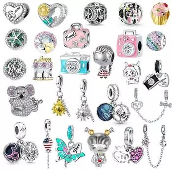 925 пробы серебро мама сердце подвеска из бисера подходит для оригинального нового браслета Diy милый медведь ювелирных изделий для женщин