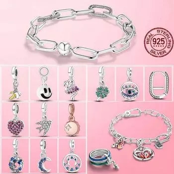 925 пробы серебряная подвеска My Love Starfish Flamingo Charms Fit Original Original Me Bracelet DIY бисерные украшения для женщин