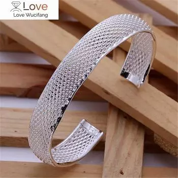 925 пробы серебряные браслеты для женщин элегантный сетчатый браслет регулируемые ювелирные изделия модные вечеринки девушки студент рождественские подарки