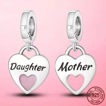 925 пробы серебряные бусины розовое сердце дочка любовь мама навсегда подвеска шарм подходит оригинальный модный браслет модные изящные ювелирные изделия
