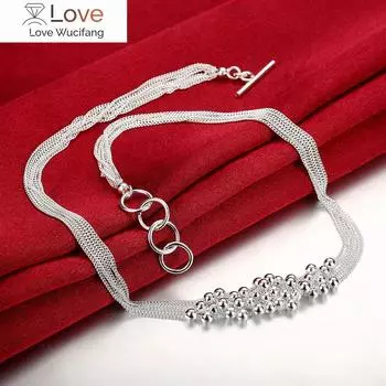 925 пробы серебряные бусины с кисточками и виноградом ожерелье для женщин модные благородные свадебные украшения для вечеринок рождественские подарки 45cm