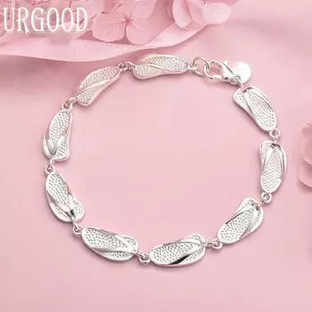 925 пробы Серебряные тапочки Цепочки Браслеты Модные Свадебные Украшения 20CM