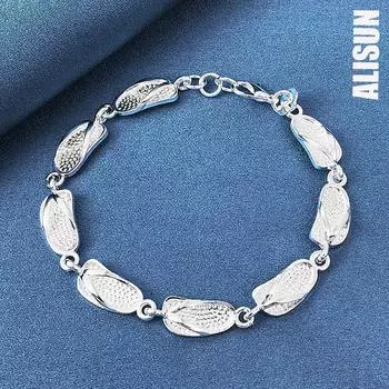 925 пробы Серебряные тапочки Цепочки Браслеты Модные Свадебные Украшения 20CM