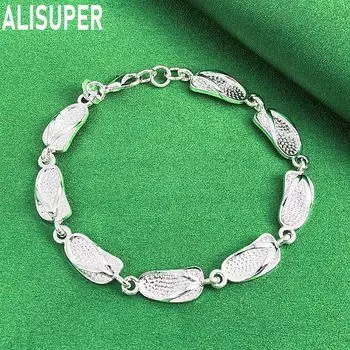 925 пробы Серебряные тапочки Цепочки Браслеты Модные Свадебные Украшения 20CM