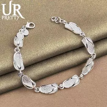 925 пробы Серебряные тапочки Цепочки Браслеты Модные Свадебные Украшения 20CM