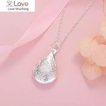 925 пробы серебряный кулон в виде романтической капли воды фоторамка ожерелье для женщин изысканные модные свадебные украшения для вечеринок подарки на день рождения