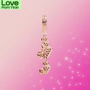 925 пробы серебряный шарм розовое золото мышь бант подвеска розовый красный кулон подходит оригинальный модный браслет для женщин подарок
