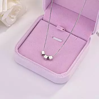 925 пробы штампованное серебро цепочка с геометрией сердце треугольник квадрат крест кулон ожерелье для женщин модные ювелирные изделия подарки 45cm