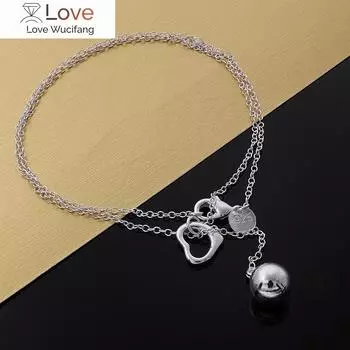 925 пробы штампованное серебро мода изящное сердце сплошные бусины ожерелье для женщин вечеринка свадьба ювелирные изделия рождественские подарки