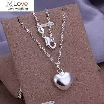 925 пробы штампованное серебро твердое романтическое сердце ожерелье для женщин модный дизайнер вечерние свадебные аксессуары ювелирные изделия подарки 18 inches 45 cm