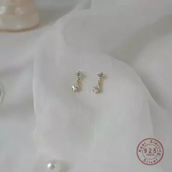 925 пробы стерлингового серебра 14 карат золота маленькие милые циркониевые серьги-гвоздики женские классические элегантные свадебные украшения золотой