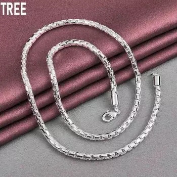 925 пробы стерлингового серебра 4 мм шарнирная цепь 18 дюймов мужское и женское ожерелье модные свадебные украшения 45CM