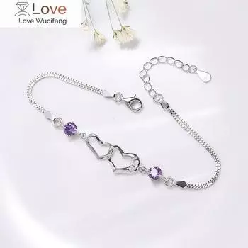 925 пробы стерлингового серебра благородные кристаллы романтические сердечки браслеты для женщин модные вечерние свадебные украшения рождественские подарки