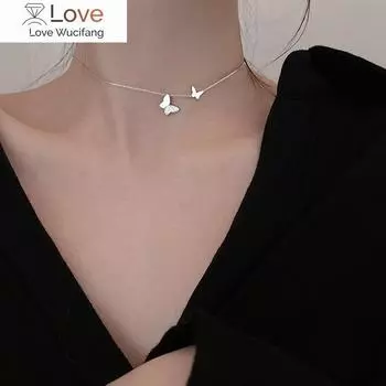 925 пробы стерлингового серебра блестящие бриллиантовые бабочки двухслойные ожерелья с цепочкой O свадебные украшения для женщин