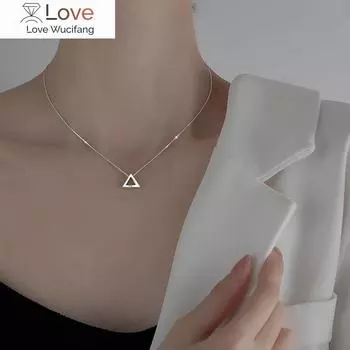 925 пробы стерлингового серебра блестящие двойные треугольные ожерелья с цирконием любовь круг подвески подарок для девушки коробка цепочка чокер ошейник ювелирные изделия золотой