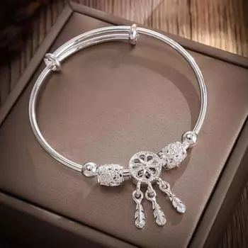 925 пробы стерлингового серебра браслеты для женщин кисточка перо круглый бисер браслет регулируемый браслет с подвесками роскошные свадебные украшения подарки