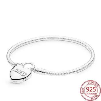 925 пробы стерлингового серебра цепь безопасности застежка в форме сердца браслет безопасности шарм подходит момент браслет рождественский подарок 21cm