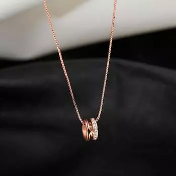 925 пробы стерлингового серебра цепочка на ключицу циркон круг подвеска ожерелье для женщин свадебные девушки ювелирные изделия аксессуары Dz350 розового золота
