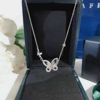 925 пробы стерлингового серебра цепочка на ключицу циркон бабочка подвеска ожерелье для женщин свадебные корейские ювелирные изделия аксессуары dz363