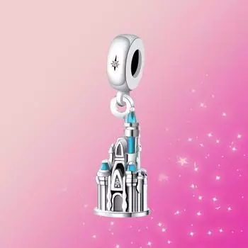 925 пробы стерлингового серебра Charm Magic Elf Castle Dangle Charm Pengdant Fit Original Fashion Women Bracelet Jewelry Gift