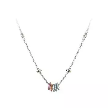 925 пробы стерлингового серебра циркон красочный круг подвеска ожерелье для женщин девочек ювелирные изделия чокер воротник dz646 розового золота