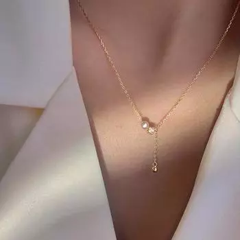 925 пробы стерлингового серебра циркония бусины кисточки ожерелье для женщин темперамент жемчуг ключица цепочка свадебные украшения золотистый