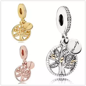 925 пробы стерлингового серебра Diy Fine Бусины Семейное наследие Древо жизни Подвеска Подвески Подходит Оригинальный Модный Браслет с Шармами Изготовление Ювелирных Изделий