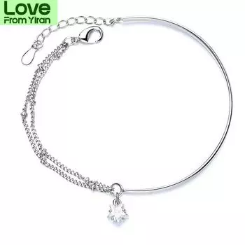 925 пробы стерлингового серебра двойной слой кристалл звезда браслет и браслет для женщин рождественская вечеринка ювелирные изделия Sl121