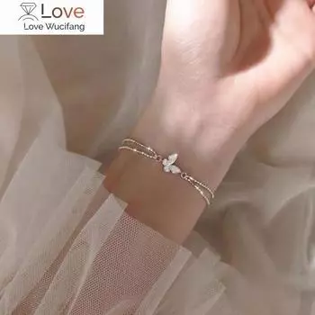 925 пробы стерлингового серебра двойной слой кристалл бабочка браслет шарм для женщин жемчужный браслет и браслет свадебные украшения для вечеринки