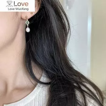 925 пробы стерлингового серебра дворцового стиля изумрудные кристаллы серьги женские простые жемчужные кисточки высокого класса щедрый подарок на вечеринку ювелирные изделия золотой