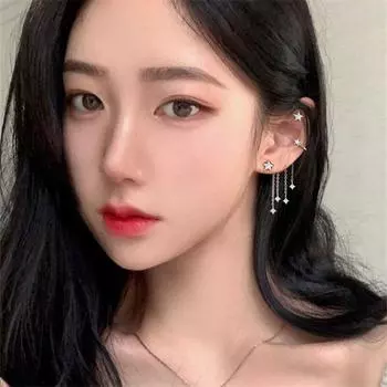 925 пробы стерлингового серебра кисточка цепочка циркон асимметричные звезды серьги гвоздики для женщин элегантные невесты ювелирные изделия