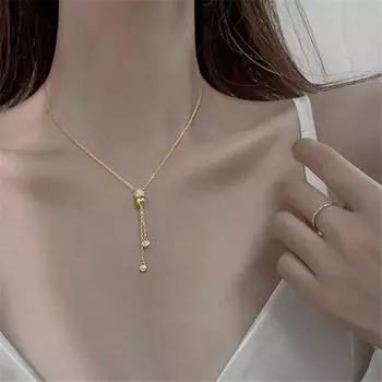 925 пробы стерлингового серебра кисточка циркон бусины шарм кулон ожерелье для женщин ювелирные изделия для вечеринок чокер воротник Dz154 золотой