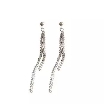925 пробы стерлингового серебра кисточка сверкающая длинная подвеска серьги для женщин девочек вечеринка свадебные украшения Eh248