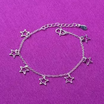 925 пробы стерлингового серебра кисточки полые звезды браслеты звенья цепи регулируемые браслеты для женщин вечерние свадебные украшения A169
