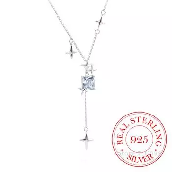 925 пробы стерлингового серебра крест циркон квадратный шарм ожерелье кулон для женщин свадебные украшения аксессуары колье колье