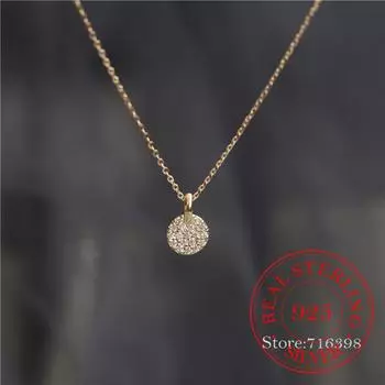 925 пробы стерлингового серебра кристалл круглый бренд кристалл колье кулон для женщин 14 карат золото ожерелья свадебная вечеринка ювелирные изделия подарок 40cm