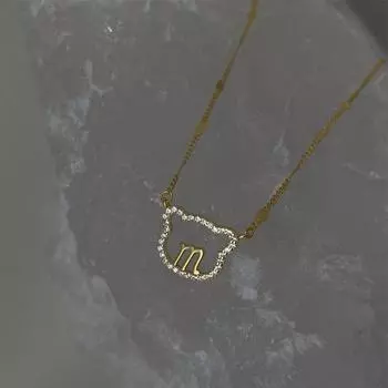 925 пробы стерлингового серебра кристалл животных медведь буквы шарм подвески ожерелье для женщин заявление вечерние украшения dz714