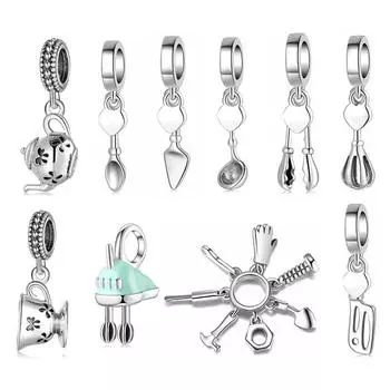 925 пробы стерлингового серебра кухонные принадлежности бусины шармы аксессуары подходят оригинальные браслеты своими руками ювелирные изделия