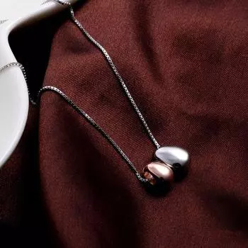 925 пробы стерлингового серебра Личность двухцветное гладкое каплевидное ожерелье капли воды ожерелья цепи ювелирные изделия S-N366 40cm plus 5cm