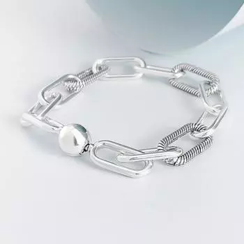 925 пробы стерлингового серебра Me браслет комбинированная серия браслет луна солнце шарм ME женский браслет Diy ювелирные изделия 21cm