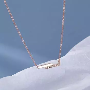 925 пробы стерлингового серебра микро циркон параллельные линии ожерелье женское простое геометрическое ключичное цепочка ювелирные изделия