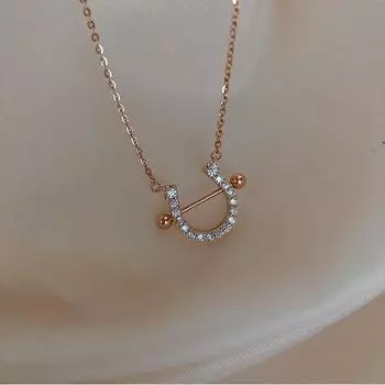 925 пробы стерлингового серебра микро циркон U-образное ожерелье подкова женская простая изысканная ключичная цепочка