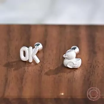 925 пробы стерлингового серебра милый утиный темперамент гвоздики роскошные ежедневные все подходящие серьги для женщин и девушек вечеринка ОК