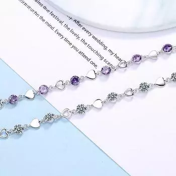 925 пробы стерлингового серебра модный браслет любовь сердце цирконий цепочка связана для женщин шарм манжета браслет ювелирные изделия подарок Pulseira белый