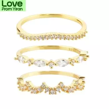925 пробы стерлингового серебра на заказ изогнутые обручальные кольца для корсета женские роскошные свадебные украшения Cz циркон 7 золотой